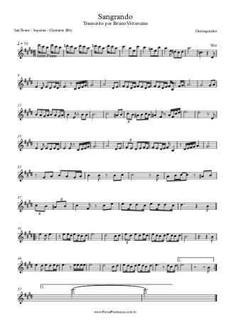 Gonzaguinha Sangrando score for Clarinet (Bb)