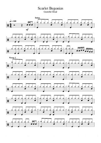 42782 Partitura - Scarlet Begonias - Bateria