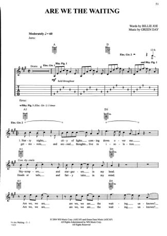 Green Day  score for Guitar