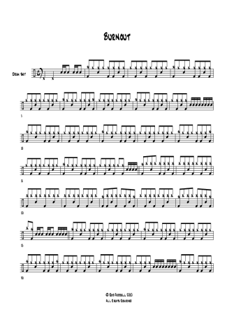 Green Day Burnout score for Drums
