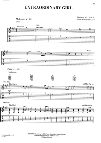 Green Day  score for Guitar