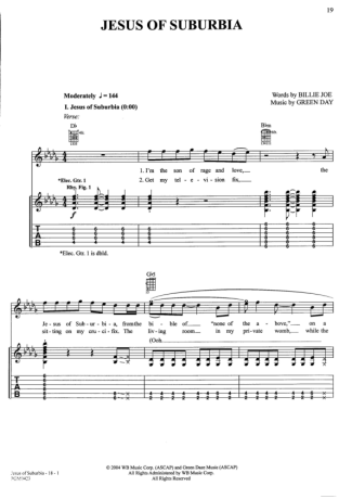 Green Day Jesus Of Suburbia score for Guitar