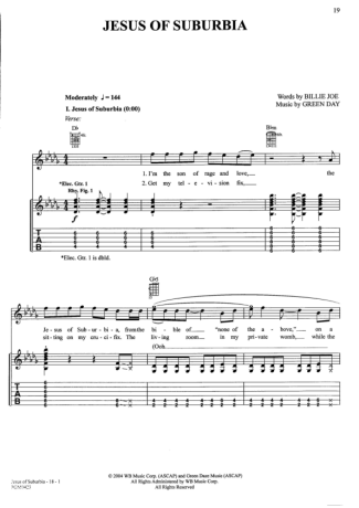 Green Day  score for Guitar