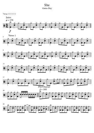 Green Day She score for Drums