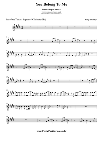 Grey Holiday  You Belong To Me score for Tenor Saxophone Soprano (Bb)