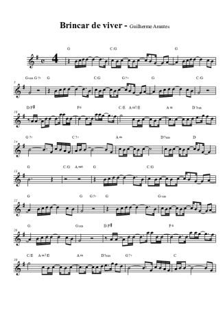 Guilherme Arantes Brincar de Viver score for Tenor Saxophone Soprano (Bb)