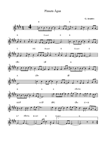 Guilherme Arantes Planeta Água score for Tenor Saxophone Soprano Clarinet (Bb)