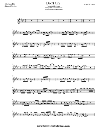 Guns N Roses Don´t Cry score for Alto Saxophone