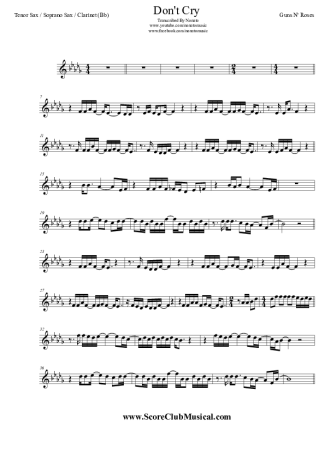 Guns N Roses  score for Clarinet (Bb)