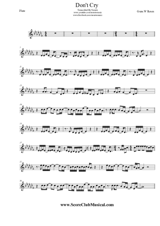 Guns N Roses Don´t Cry score for Flute