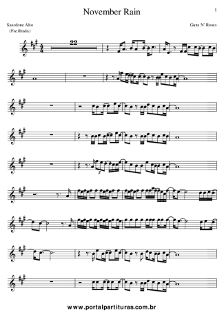 Guns N Roses  score for Alto Saxophone