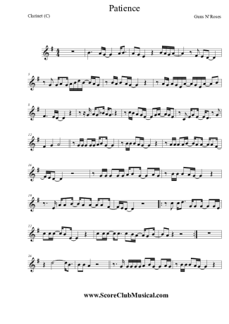 Guns N Roses Patience score for Clarinet (C)