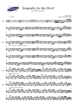 Guns N Roses  score for Drums