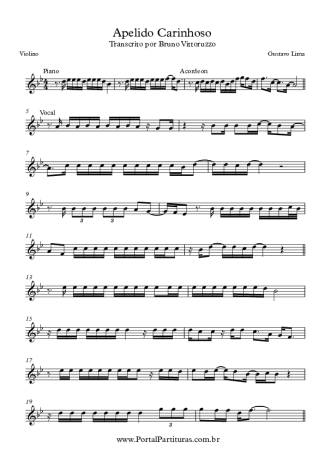 Gusttavo Lima Apelido Carinhoso score for Violin