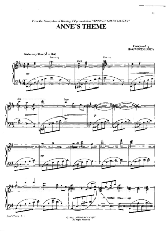Hagwood Hard Anne´s Theme score for Piano