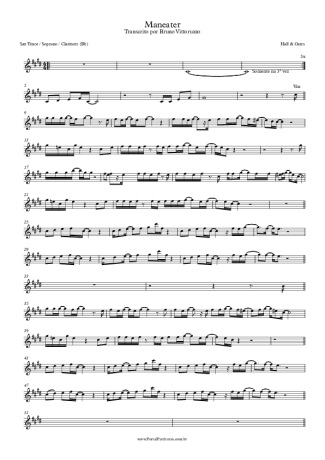 Hall & Oates Maneater score for Tenor Saxophone Soprano (Bb)