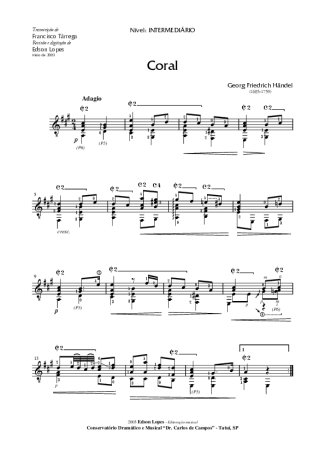 Handel Coral score for Acoustic Guitar