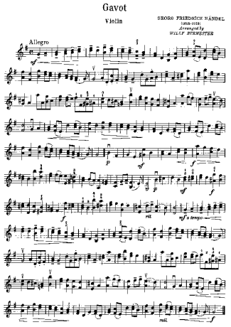 Handel Gavot score for Violin