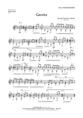 Handel Gavota score for Acoustic Guitar