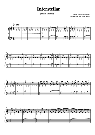 Hans Zimmer Interstellar score for Piano