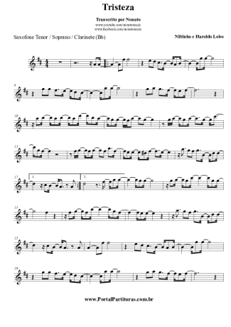Haroldo Lobo Tristeza score for Clarinet (Bb)