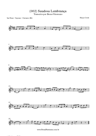 Harpa Cristã (002) Saudosa Lembrança score for Tenor Saxophone Soprano (Bb)