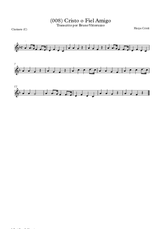 Harpa Cristã (008) Cristo O Fiel Amigo score for Clarinet (C)