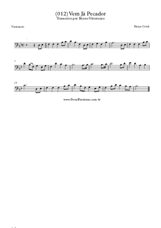 Harpa Cristã (012) Vem Já Pecador score for Cello