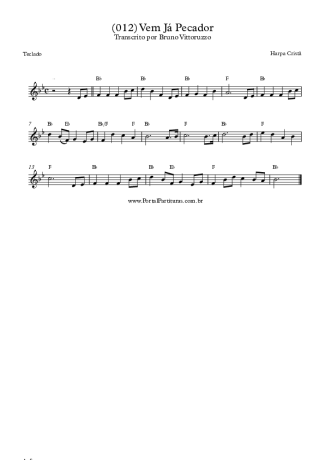Harpa Cristã (012) Vem Já Pecador score for Keyboard