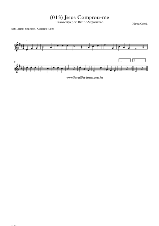 Harpa Cristã (013) Jesus Comprou-me score for Tenor Saxophone Soprano (Bb)