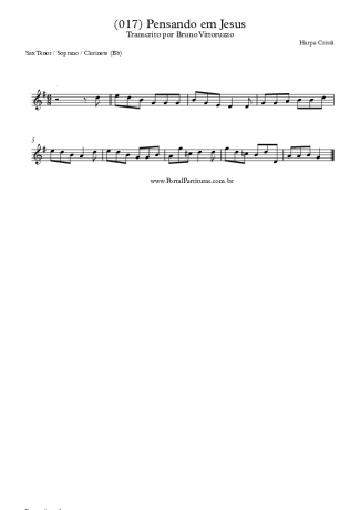 Harpa Cristã (017) Pensando Em Jesus score for Tenor Saxophone Soprano (Bb)