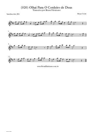 Harpa Cristã (020) Olhai Para O Cordeiro De Deus score for Alto Saxophone
