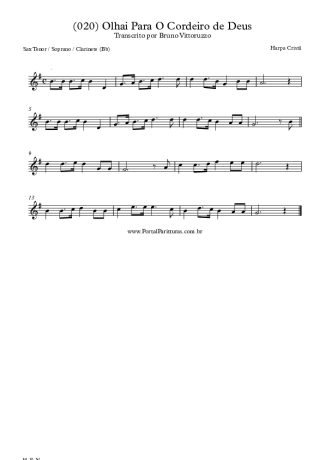Harpa Cristã (020) Olhai Para O Cordeiro De Deus score for Clarinet (Bb)