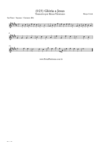 Harpa Cristã (023) Glória A Jesus score for Tenor Saxophone Soprano (Bb)