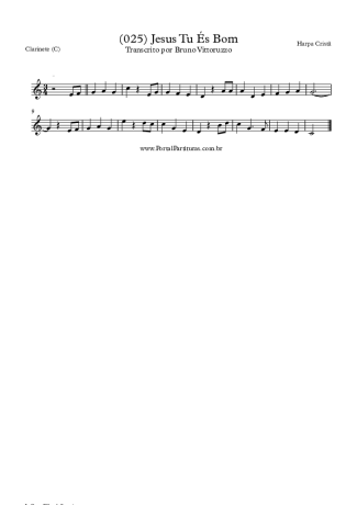 Harpa Cristã (025) Jesus Tu És Bom score for Clarinet (C)