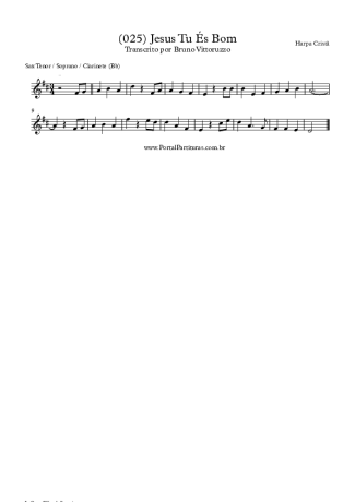 Harpa Cristã (025) Jesus Tu És Bom score for Tenor Saxophone Soprano (Bb)