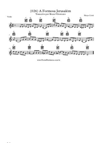 Harpa Cristã (026) A Formosa Jerusalém score for Acoustic Guitar