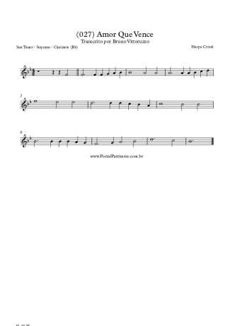 Harpa Cristã (027) Amor Que Vence score for Clarinet (Bb)