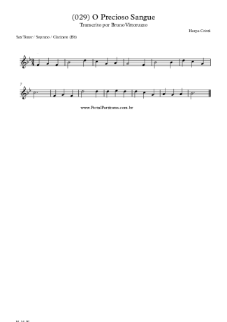 Harpa Cristã (029) O Precioso Sangue score for Tenor Saxophone Soprano (Bb)