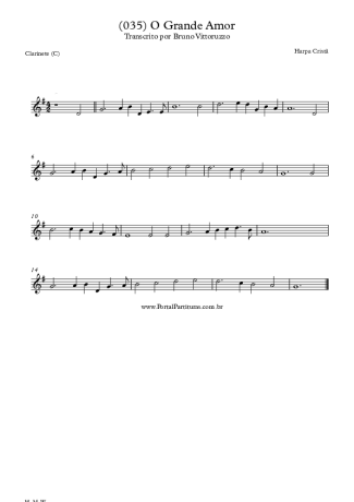 Harpa Cristã (035) O Grande Amor score for Clarinet (C)