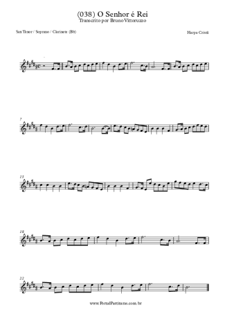 Harpa Cristã (038) O Senhor É Rei score for Tenor Saxophone Soprano (Bb)