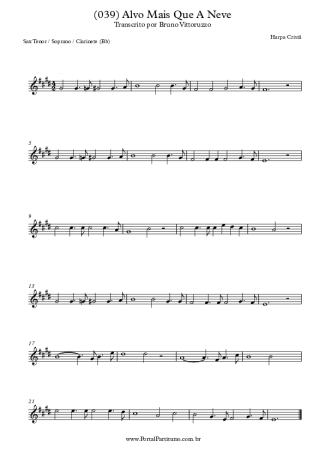 Harpa Cristã (039) Alvo Mais Que A Neve score for Clarinet (Bb)