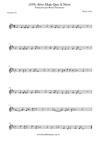 Harpa Cristã (039) Alvo Mais Que A Neve score for Clarinet (C)