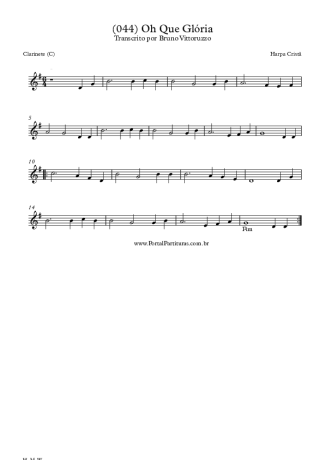 Harpa Cristã (044) Oh Que Glória score for Clarinet (C)