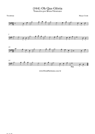 Harpa Cristã (044) Oh Que Glória score for Trombone