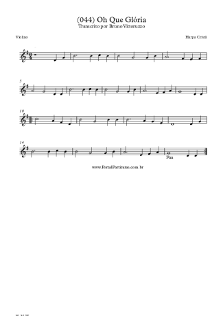 Harpa Cristã (044) Oh Que Glória score for Violin