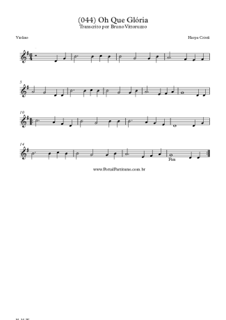 Harpa Cristã (044) Oh Que Glória score for Violin