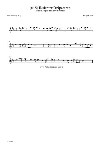 Harpa Cristã (045) Redentor Onipotente score for Alto Saxophone