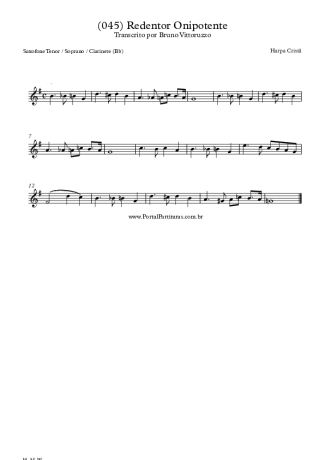 Harpa Cristã (045) Redentor Onipotente score for Clarinet (Bb)