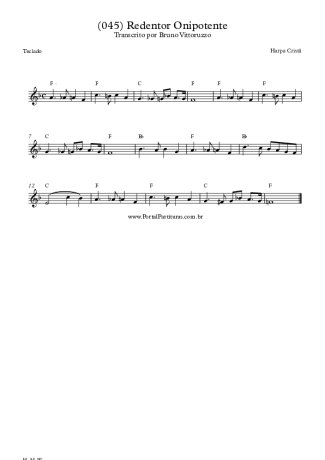Harpa Cristã (045) Redentor Onipotente score for Keyboard